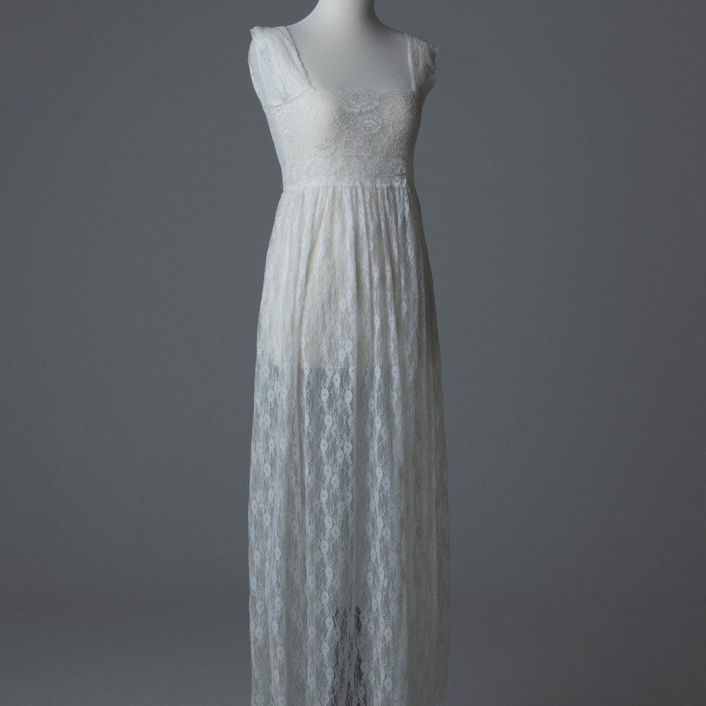 White overlay dress no slip, shear